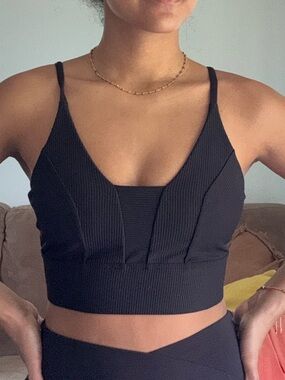 Old Navy Black Seam-Front Brami Crop Top